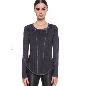 Helmut Lang Chalk Jersey Multi Seam Long Sleeve Gray Top, Women's Medium, Grunge